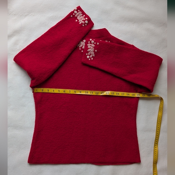 Vintage Appleseed's Women's Red Cardigan 100% Wool Embroidered Feminine Size M - Picture 12 of 14